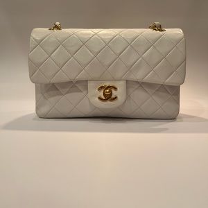 Small Sized White Chanel Lambskin